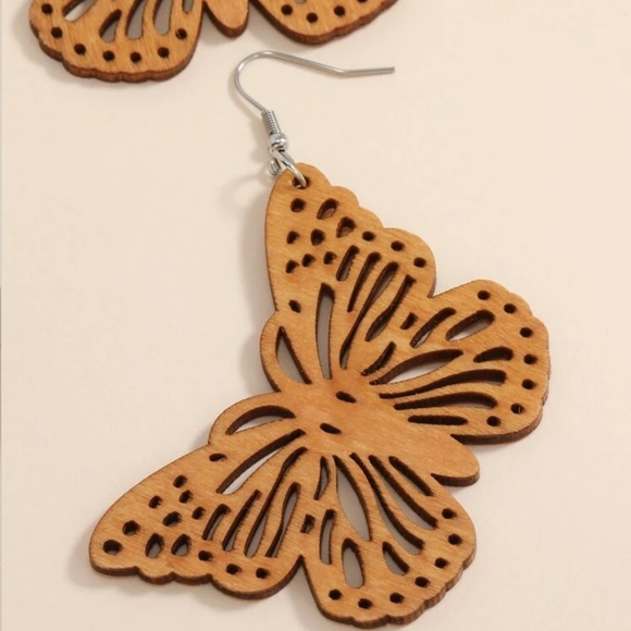 Butterfly Wooden Earrings - Picture 4 of 4